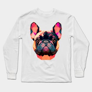 French Bulldog Geometric Portrait - Sunset Long Sleeve T-Shirt